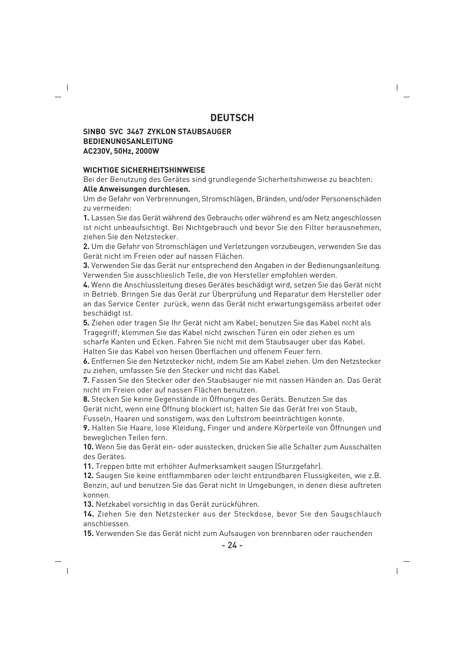 SINBO SVC 3467 User Manual | Page 25 / 64