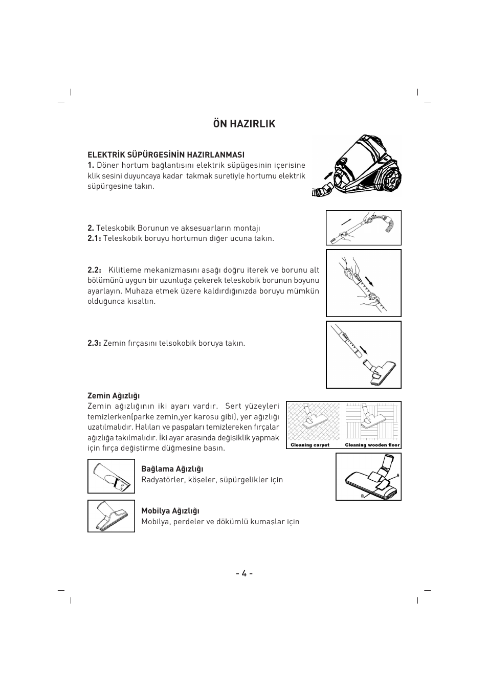 Ön hazirlik | SINBO SVC 3467 User Manual | Page 5 / 64