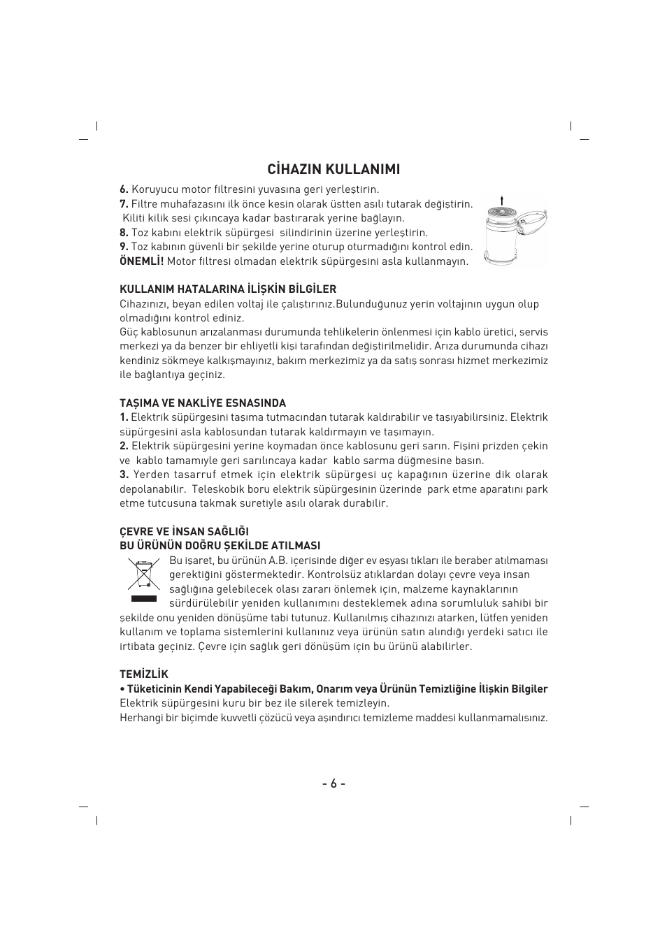 C‹hazin kullanimi | SINBO SVC 3467 User Manual | Page 7 / 64