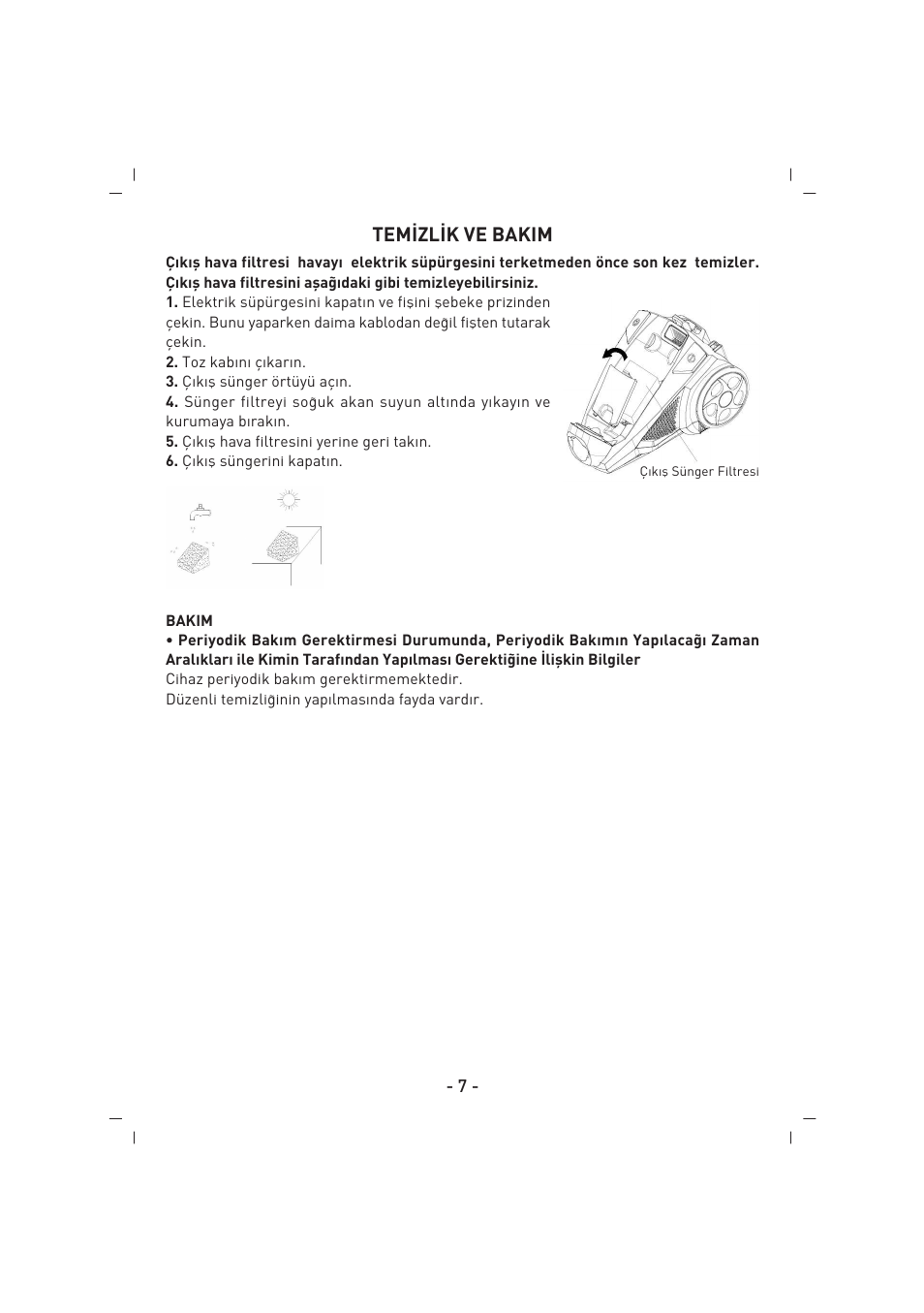 Tem‹zl‹k ve bakim | SINBO SVC 3467 User Manual | Page 8 / 64