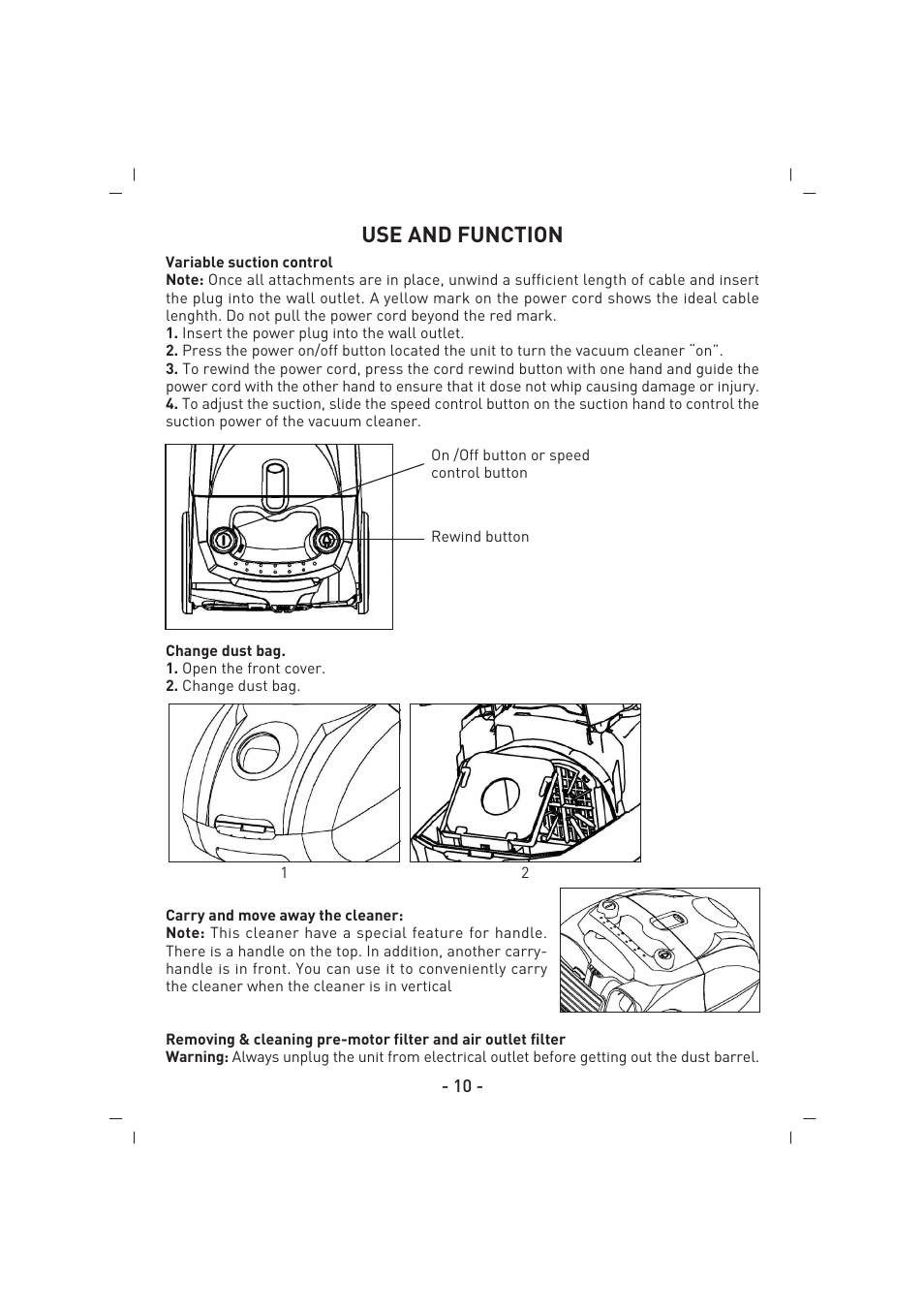 Use and function | SINBO SVC 3446 User Manual | Page 11 / 50