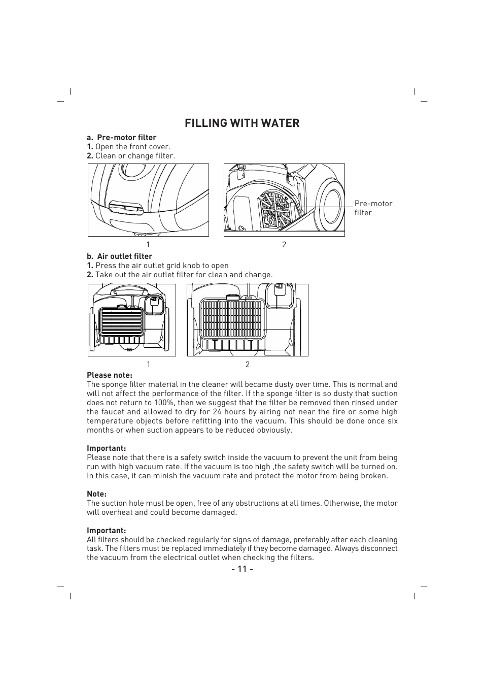 Filling with water | SINBO SVC 3446 User Manual | Page 12 / 50