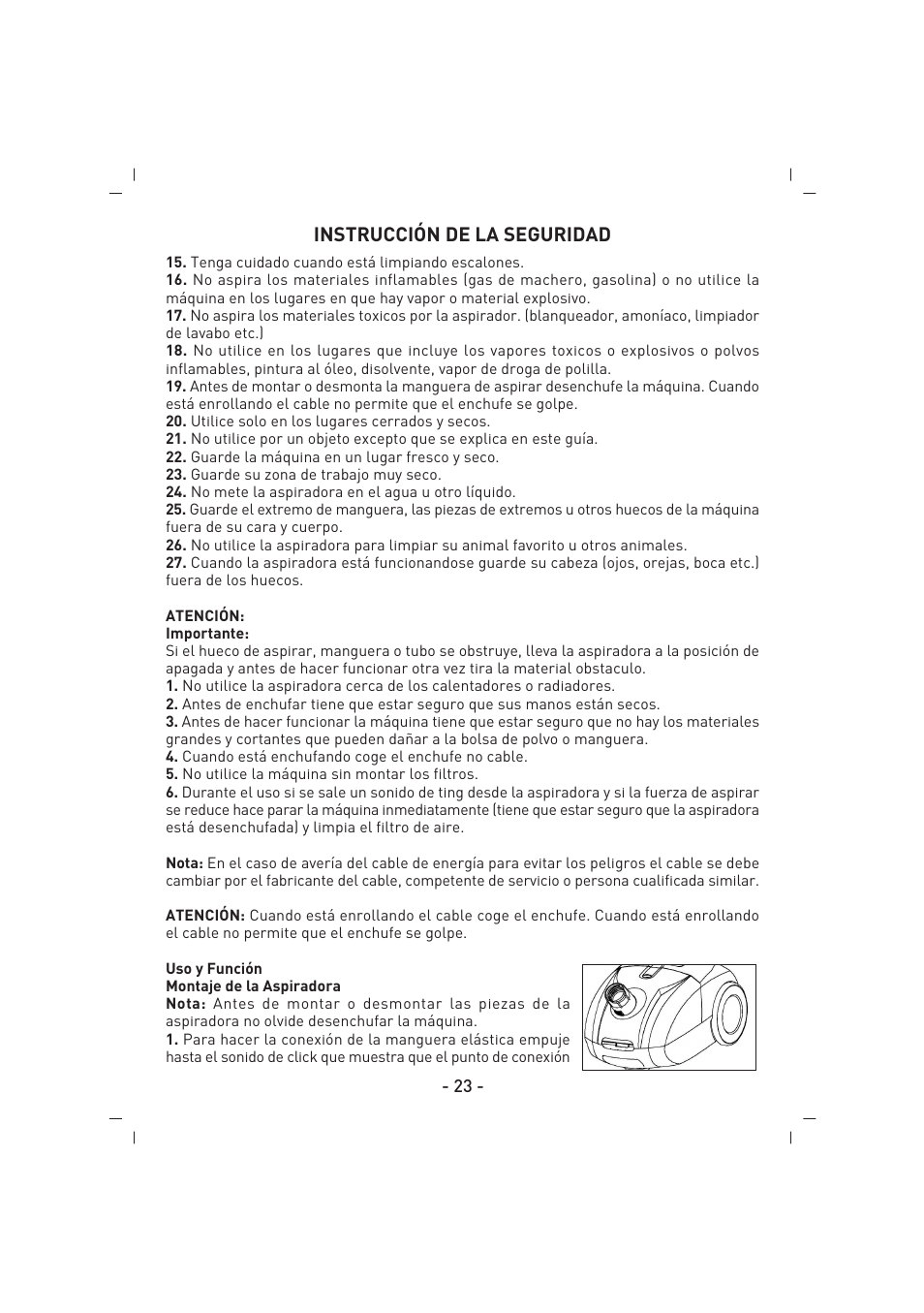 Instrucción de la seguridad | SINBO SVC 3446 User Manual | Page 24 / 50