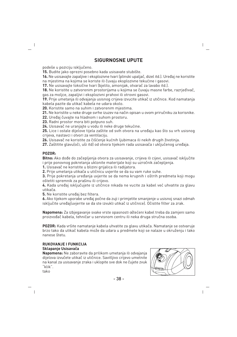 Sigurnosne upute | SINBO SVC 3446 User Manual | Page 39 / 50