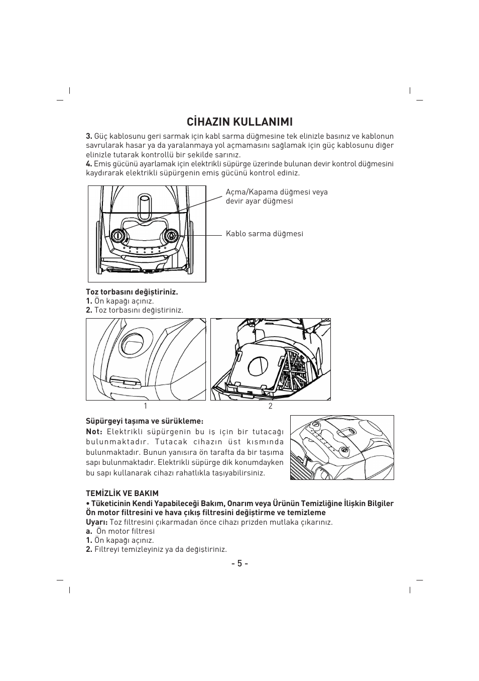 C‹hazin kullanimi | SINBO SVC 3446 User Manual | Page 6 / 50