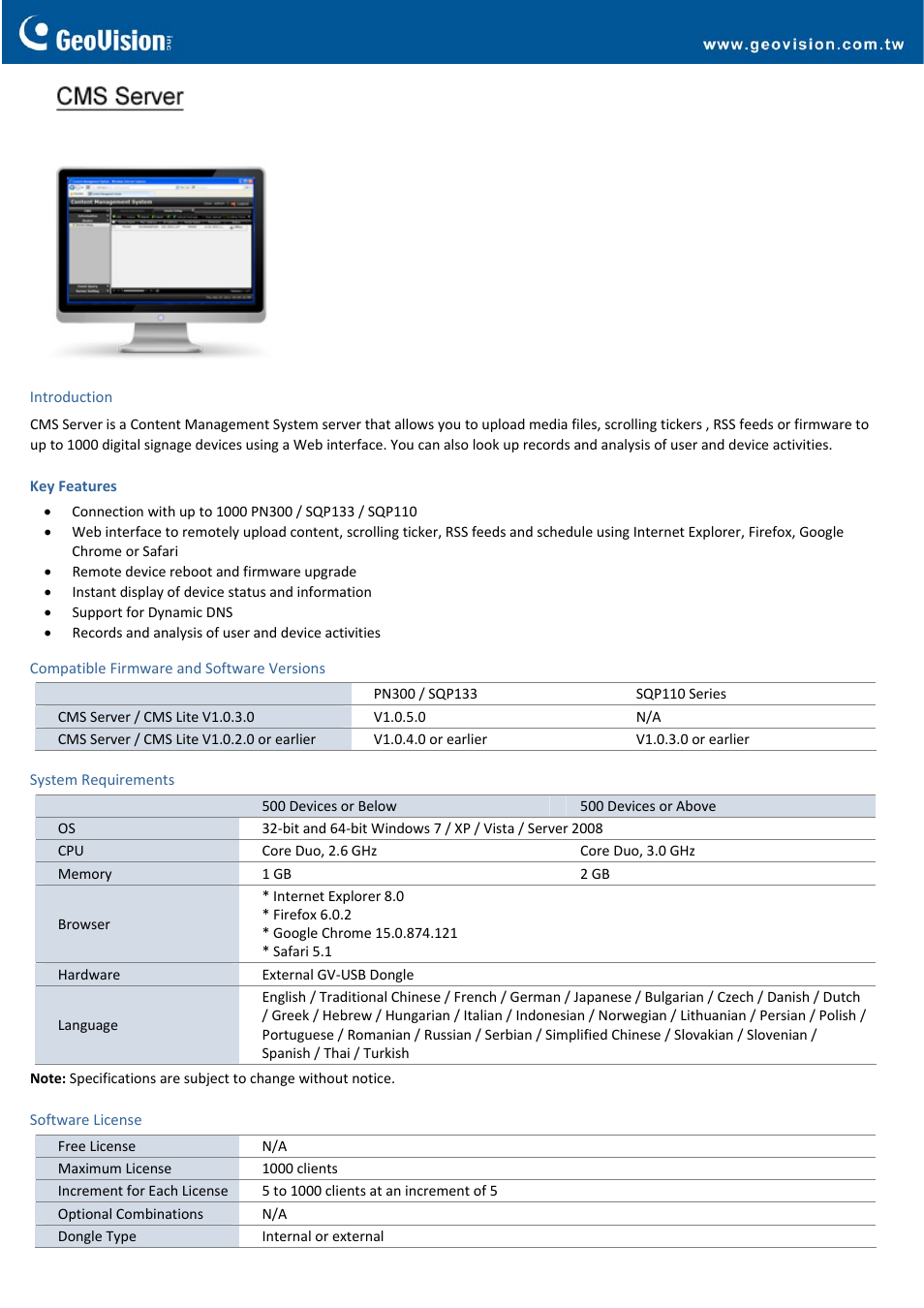 GeoVision CMS Server User Manual | 1 page