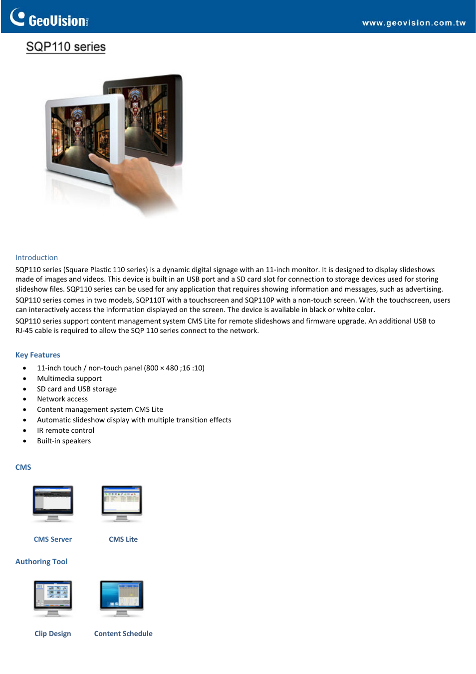 GeoVision SQP110 series User Manual | 3 pages