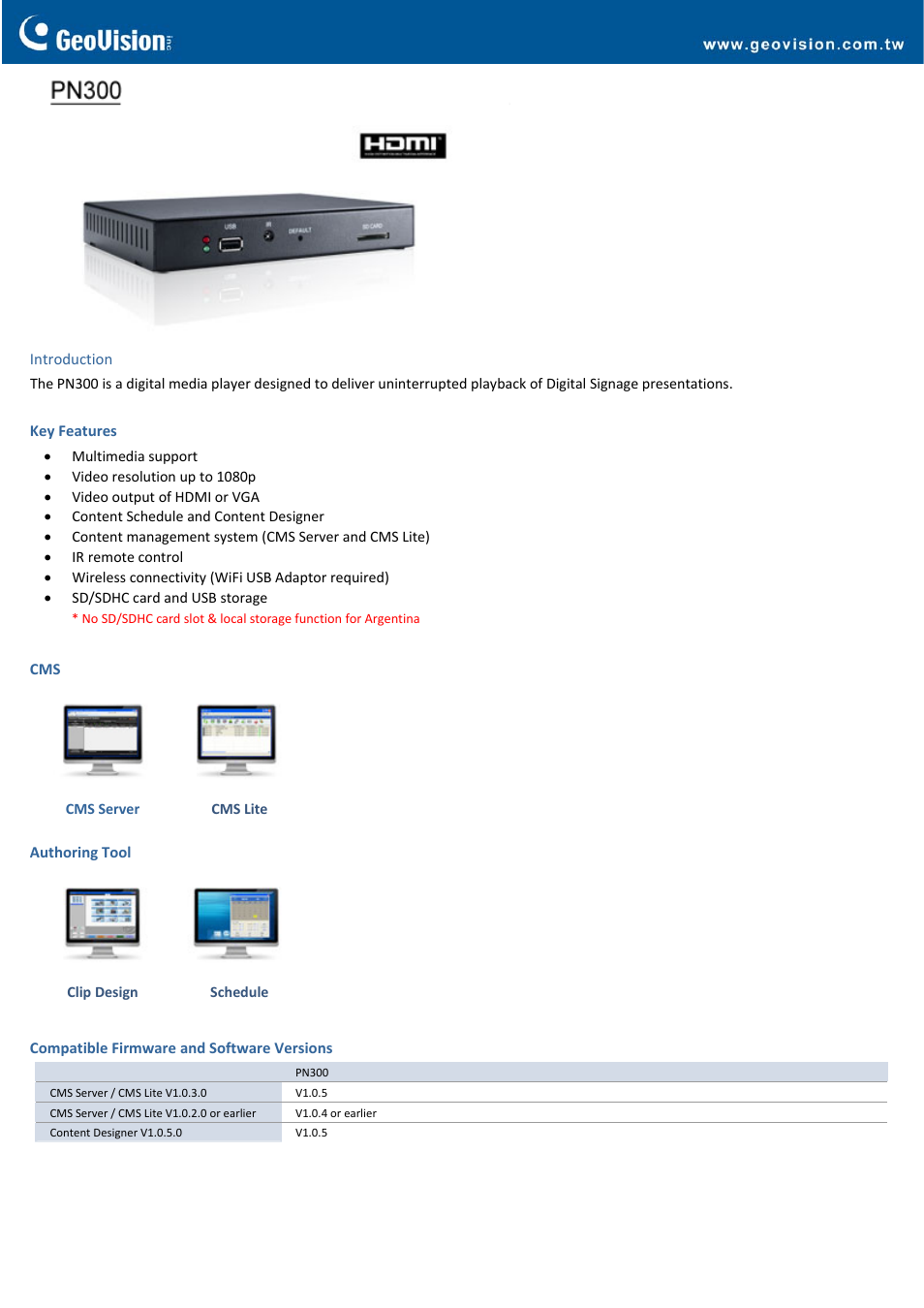 GeoVision PN300 User Manual | 4 pages