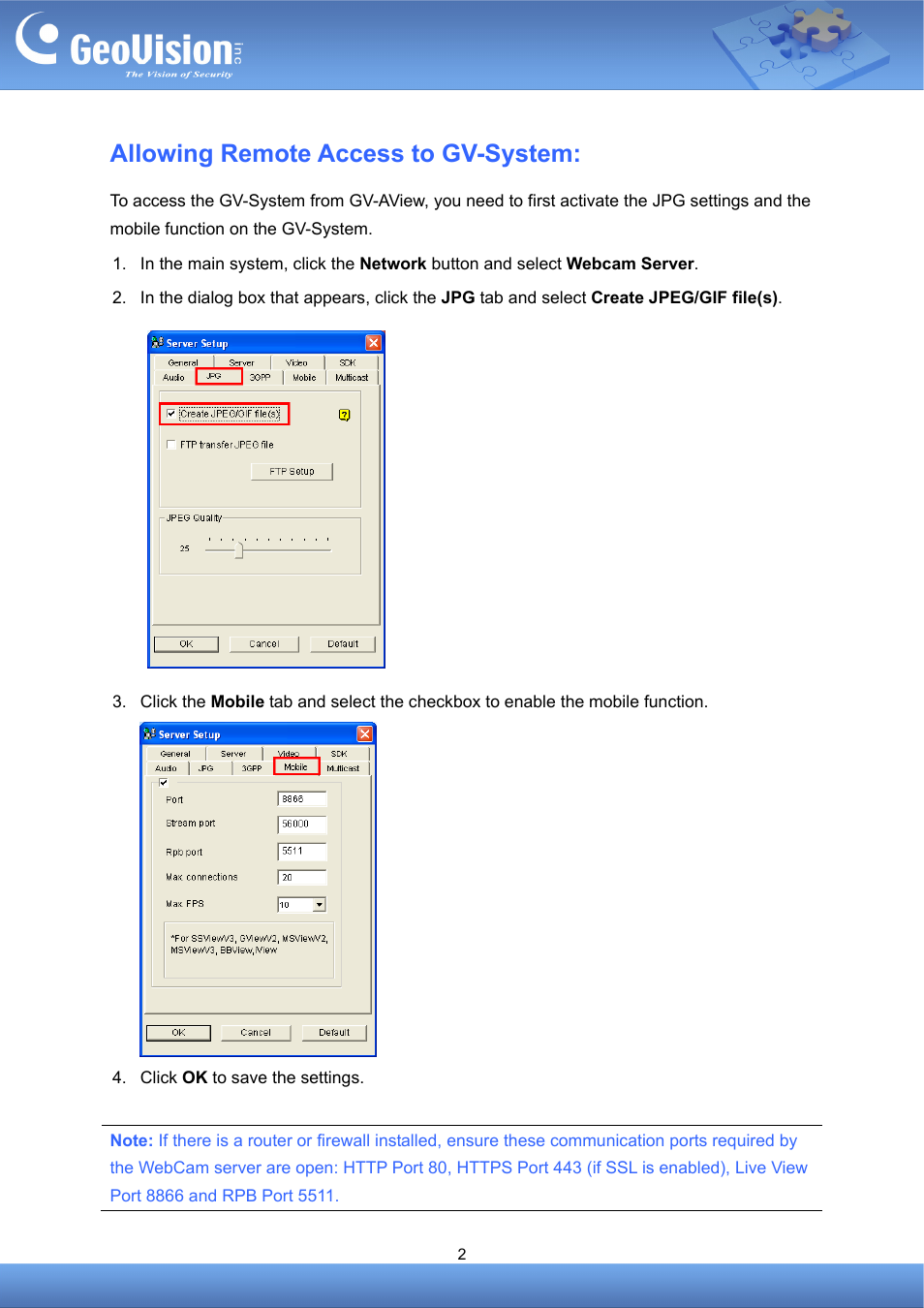 Allowing remote access to gv-system | GeoVision AView V1.3.1 for Android (With DVR_NVR) User Manual | Page 2 / 8