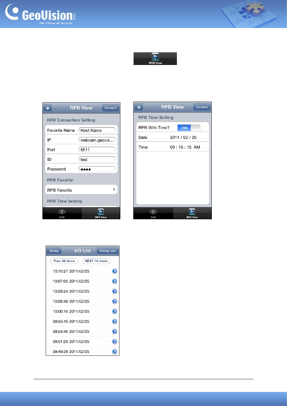 Ptz speed control for ptz cameras, 6bplaying back the recordings on gv-system, Playing back the recordings on gv-system | GeoVision iView V2.3.2 for iPhone and iPod Touch (With DVR_NVR) User Manual | Page 6 / 7