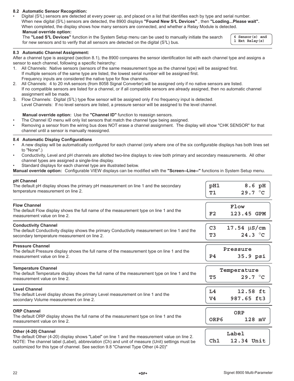 GF Signet 8900 Multi-Parameter Controller User Manual | Page 22 / 52