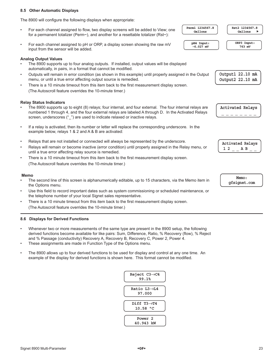 GF Signet 8900 Multi-Parameter Controller User Manual | Page 23 / 52