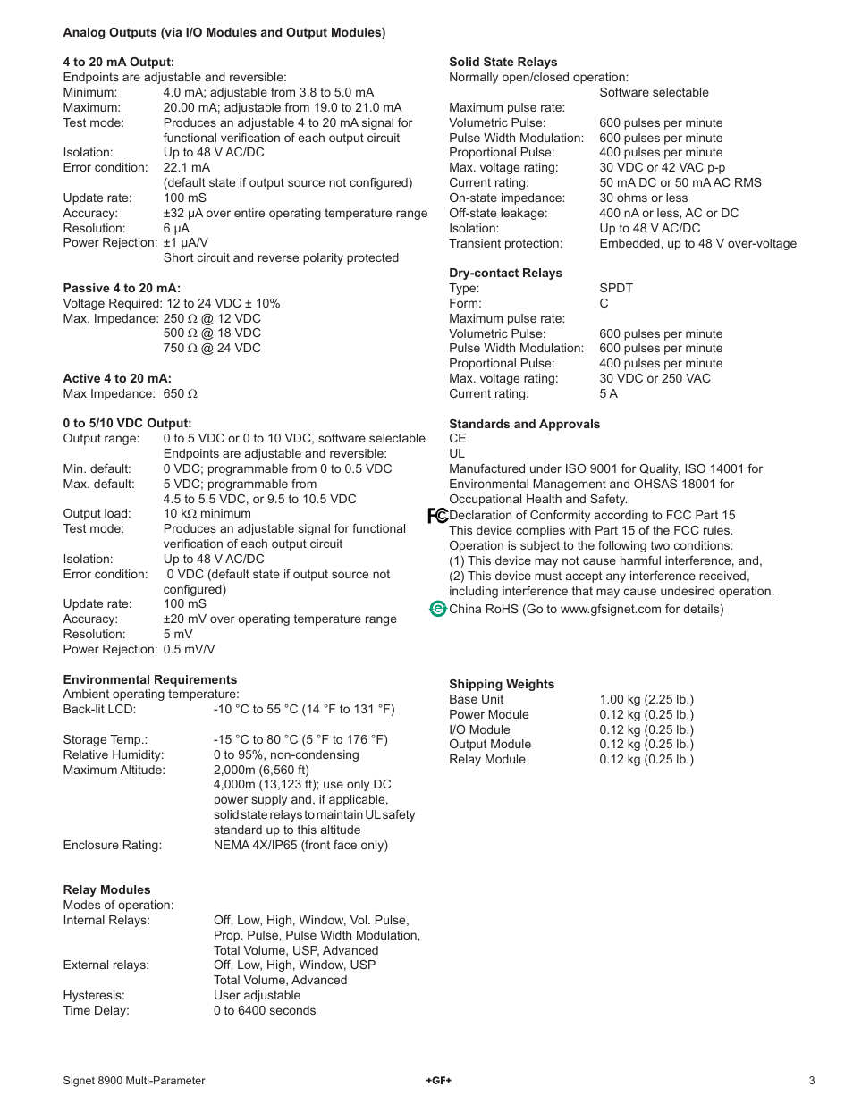 GF Signet 8900 Multi-Parameter Controller User Manual | Page 3 / 52