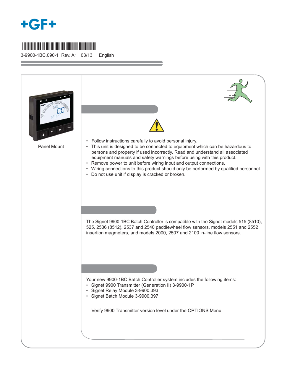 GF Signet 9900-1BC Batch Controller System User Manual | 28 pages