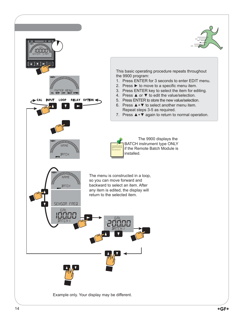 System setup, System setup: menu navigation | GF Signet 9900-1BC Batch Controller System User Manual | Page 14 / 28