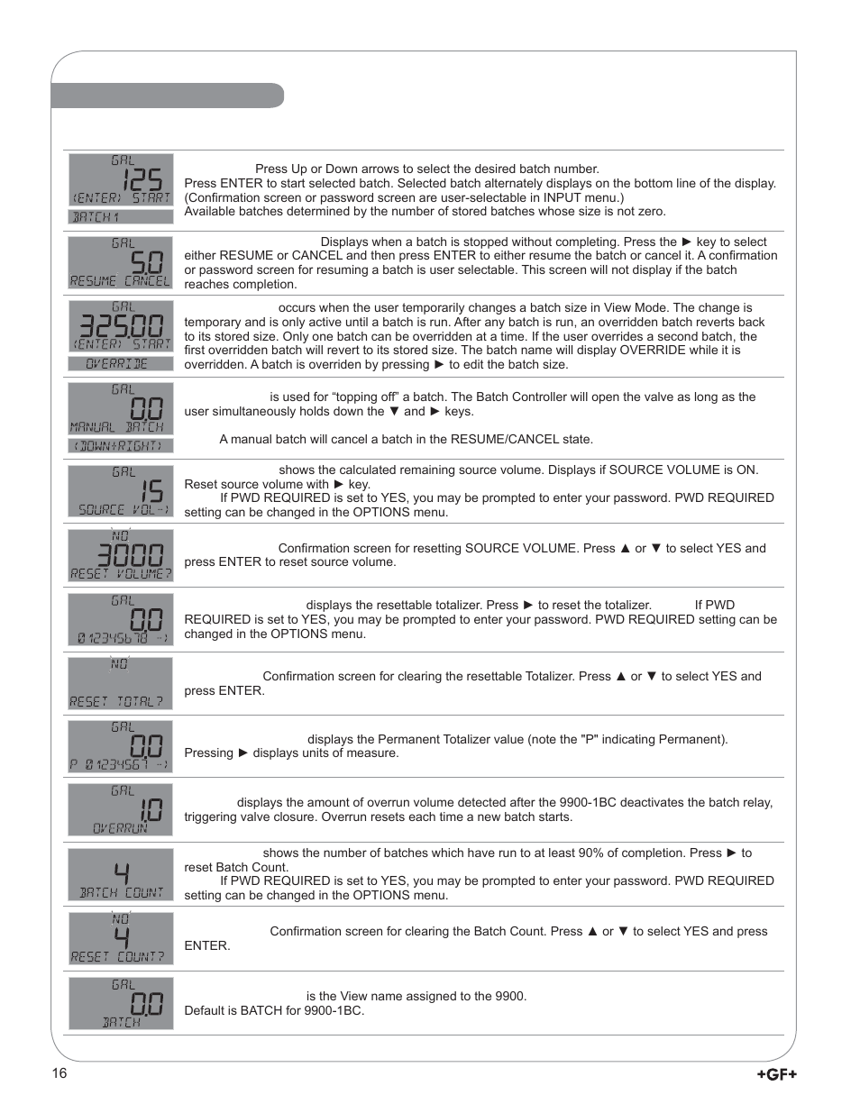 Menu system, View mode menu - batch stopped | GF Signet 9900-1BC Batch Controller System User Manual | Page 16 / 28