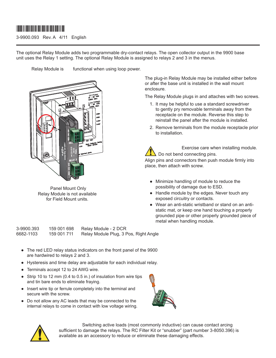 GF Signet 9900 Relay Module User Manual | 2 pages