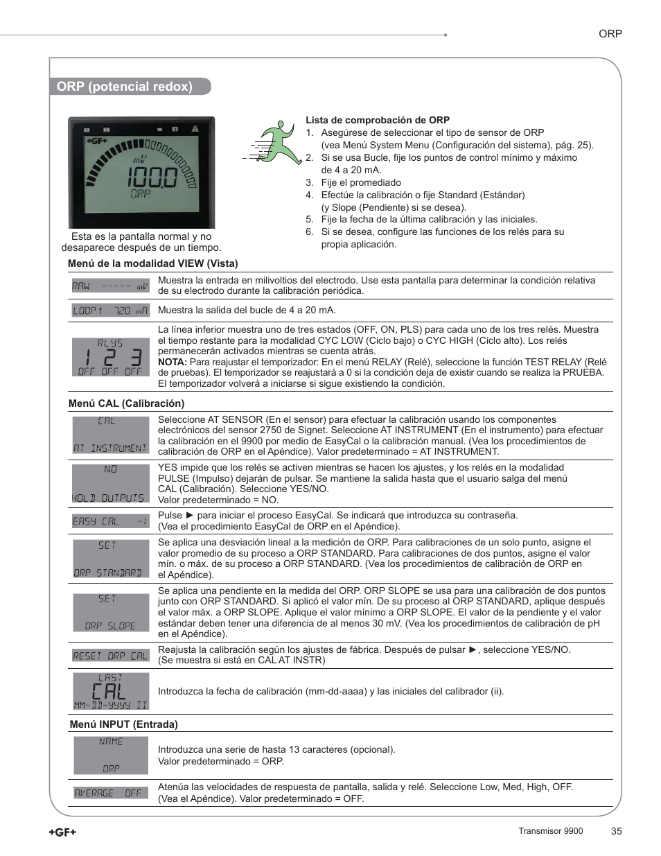 Orp (potencial redox) | GF Signet 9900 Transmitter User Manual | Page 35 / 64