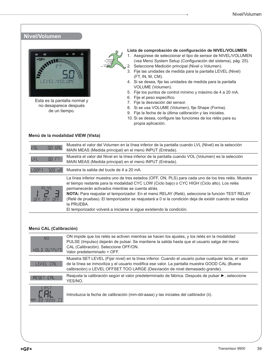 Nivel/volumen | GF Signet 9900 Transmitter User Manual | Page 39 / 64