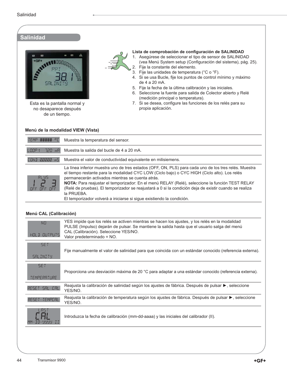 Salinidad | GF Signet 9900 Transmitter User Manual | Page 44 / 64