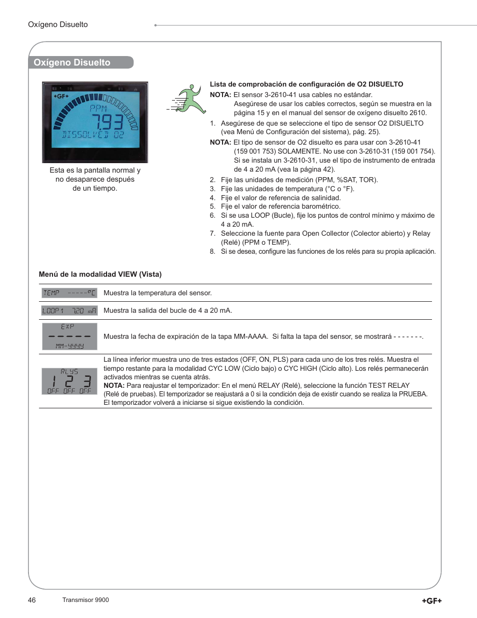 Oxígeno disuelto | GF Signet 9900 Transmitter User Manual | Page 46 / 64