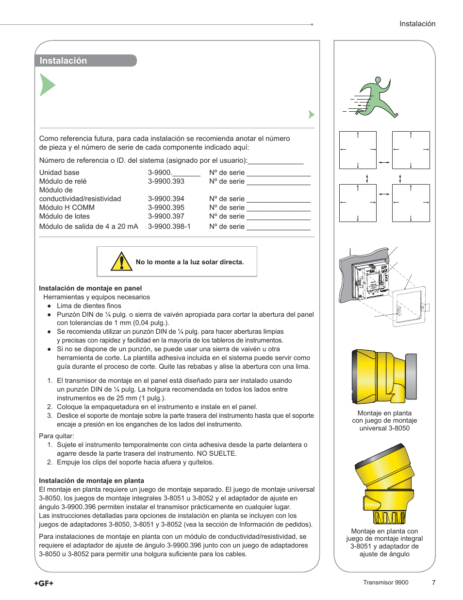 Instalación | GF Signet 9900 Transmitter User Manual | Page 7 / 64