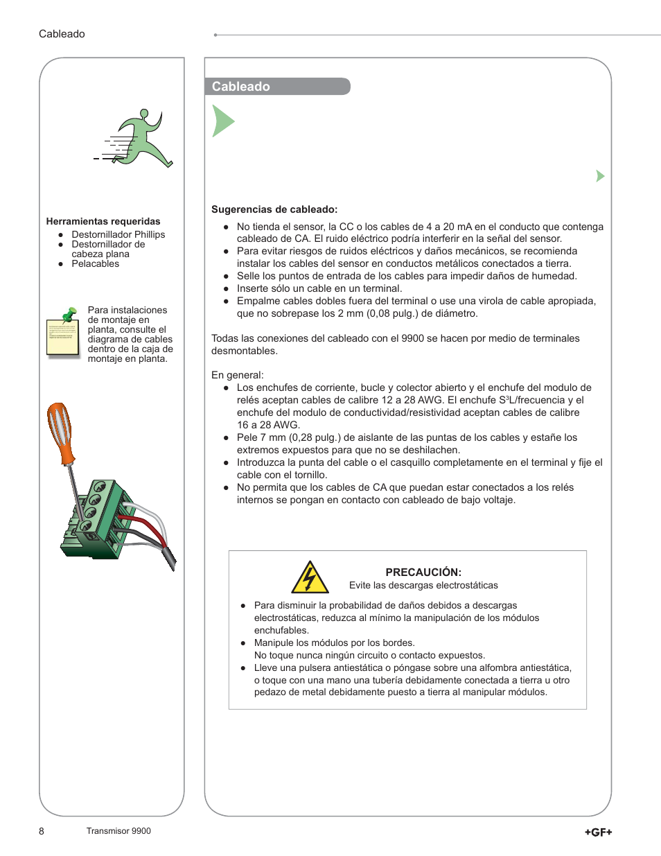 Cableado | GF Signet 9900 Transmitter User Manual | Page 8 / 64