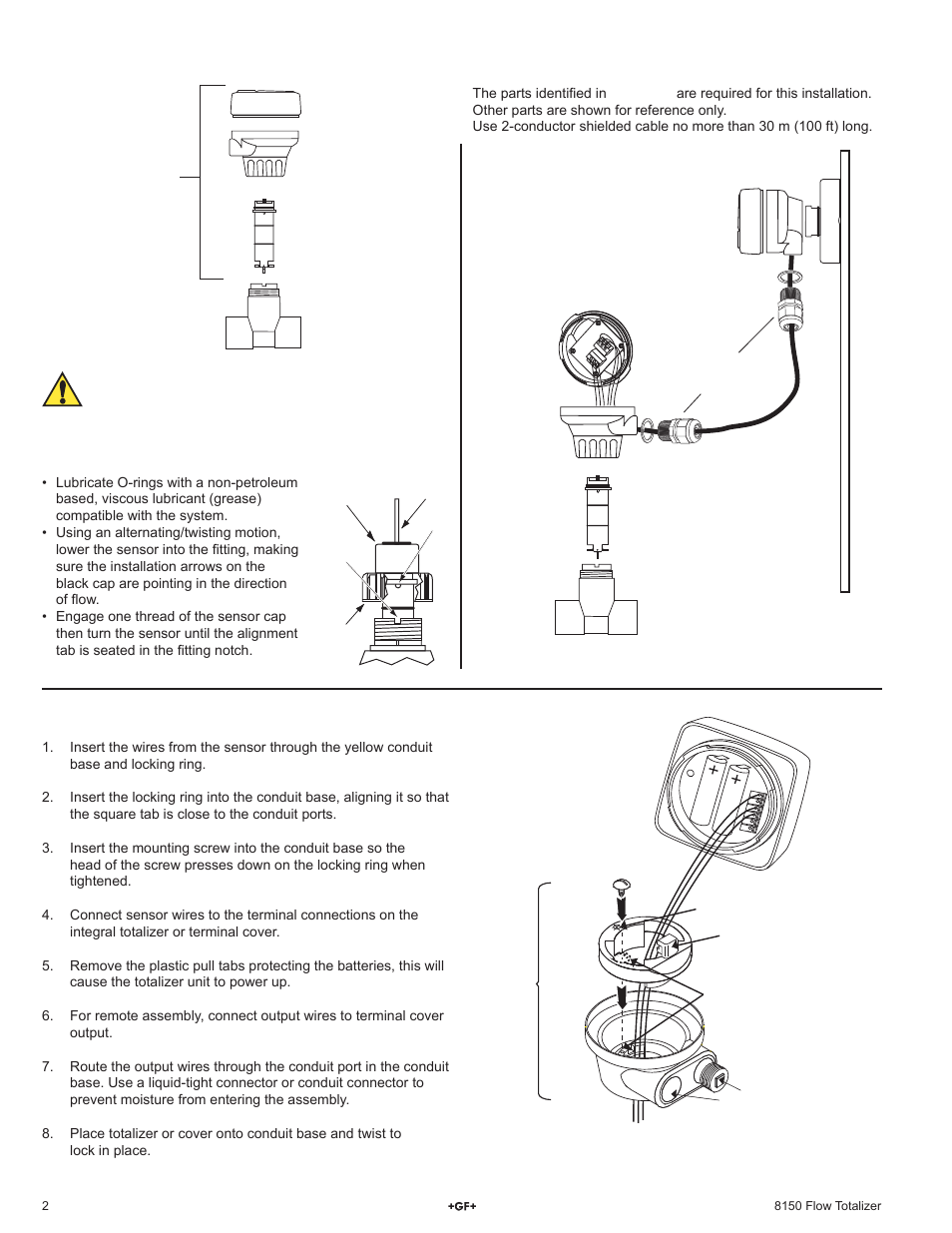 Installation | GF Signet 8150 Battery-Powered Flow Totalizer User Manual | Page 2 / 20