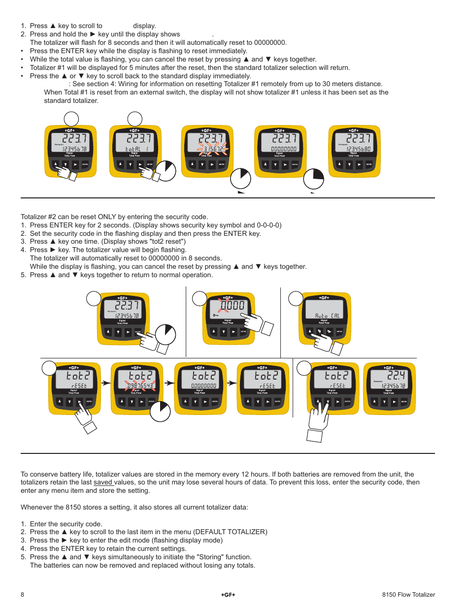 GF Signet 8150 Battery-Powered Flow Totalizer User Manual | Page 8 / 20