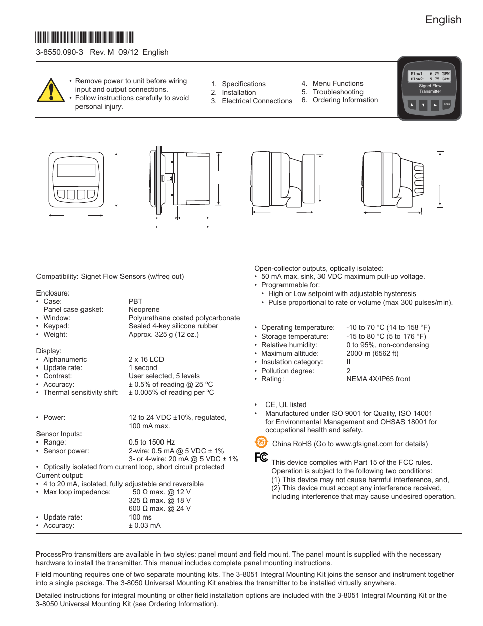 GF Signet 8550 ProcessPro Flow Transmitter User Manual | 8 pages