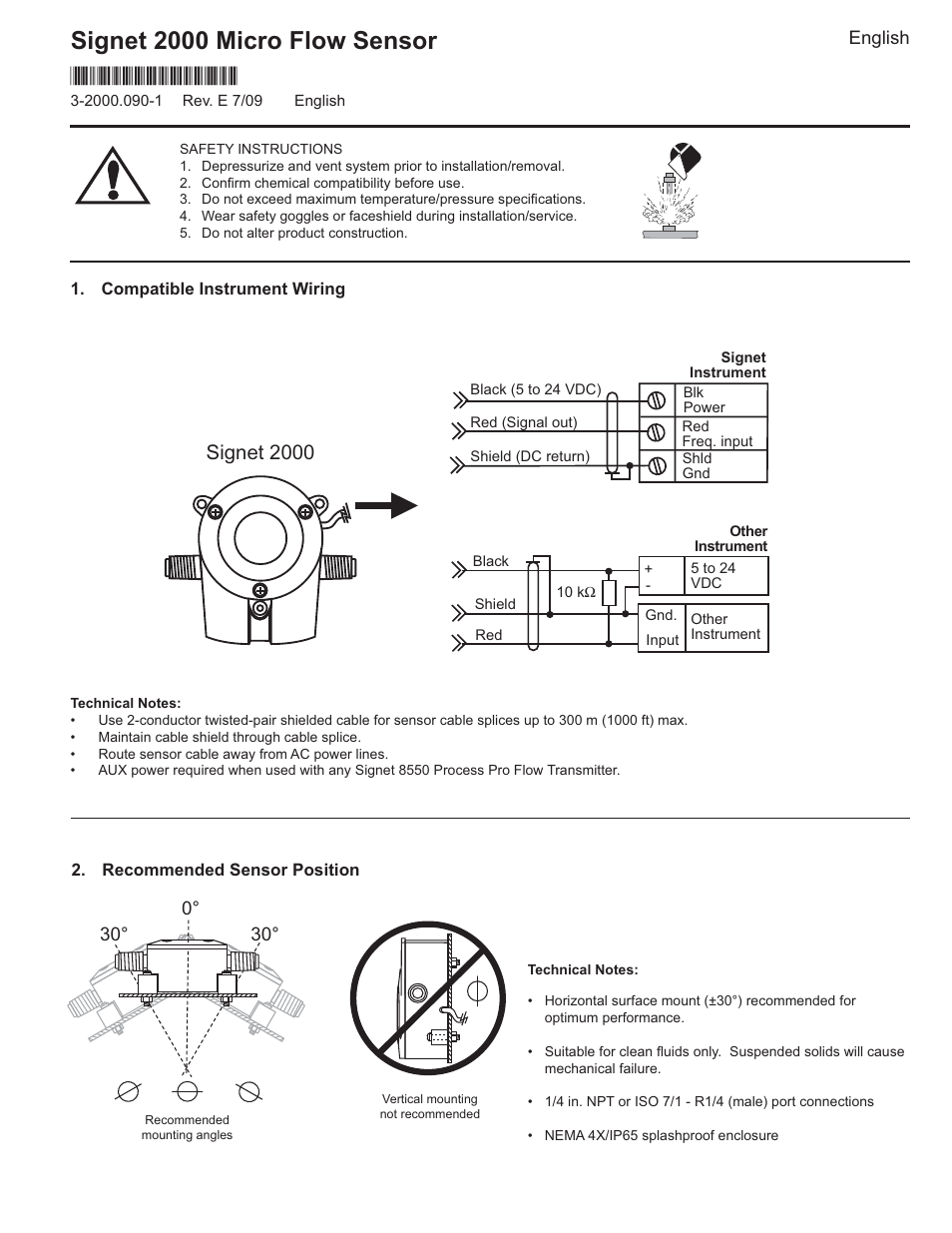 GF Signet 2000 Microflow Sensor User Manual | 4 pages