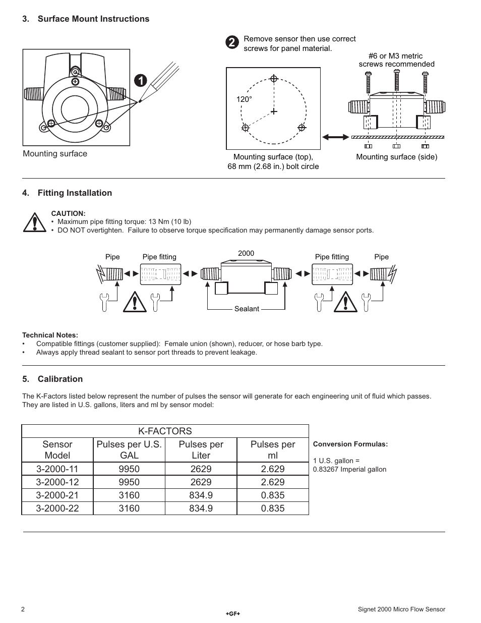 GF Signet 2000 Microflow Sensor User Manual | Page 2 / 4