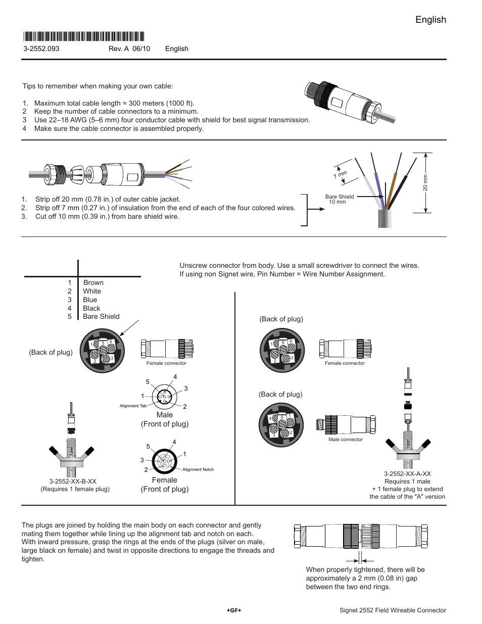 GF Signet 2552 Field Wireable Connector User Manual | 2 pages