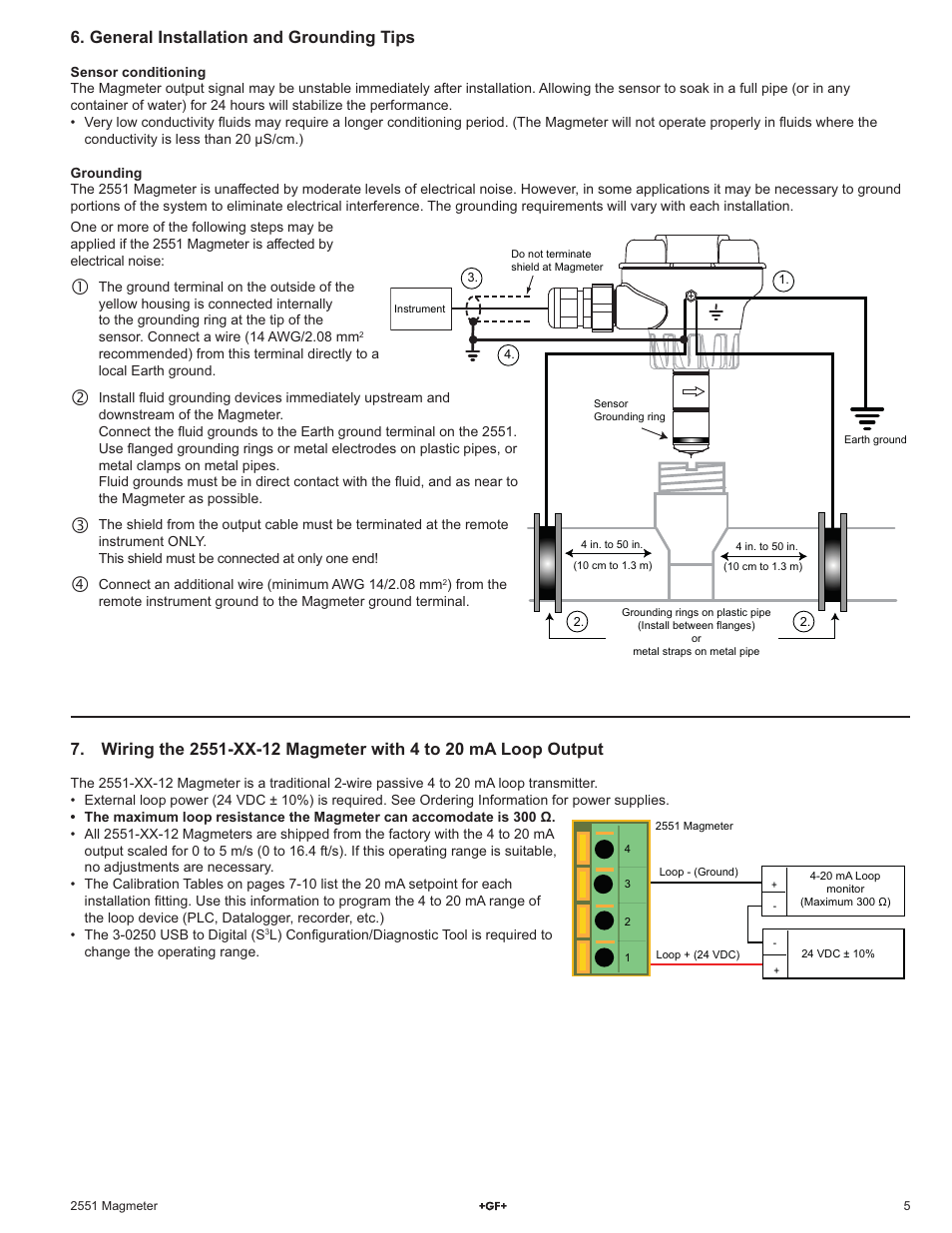 General installation and grounding tips | GF Signet 2551 Magmeter Flow Sensor - Blind User Manual | Page 5 / 12