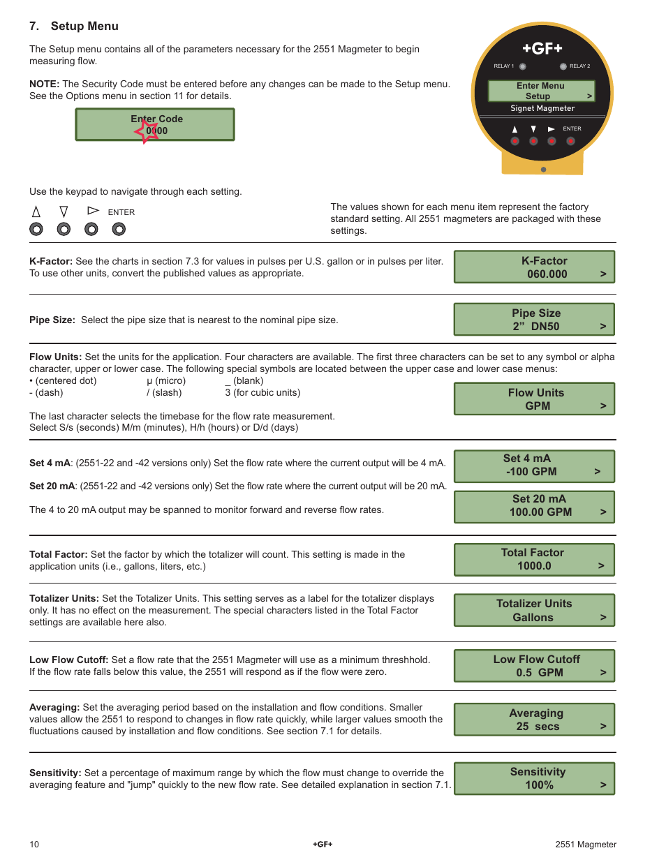 GF Signet 2551 Magmeter Flow Sensor - Display User Manual | Page 10 / 20