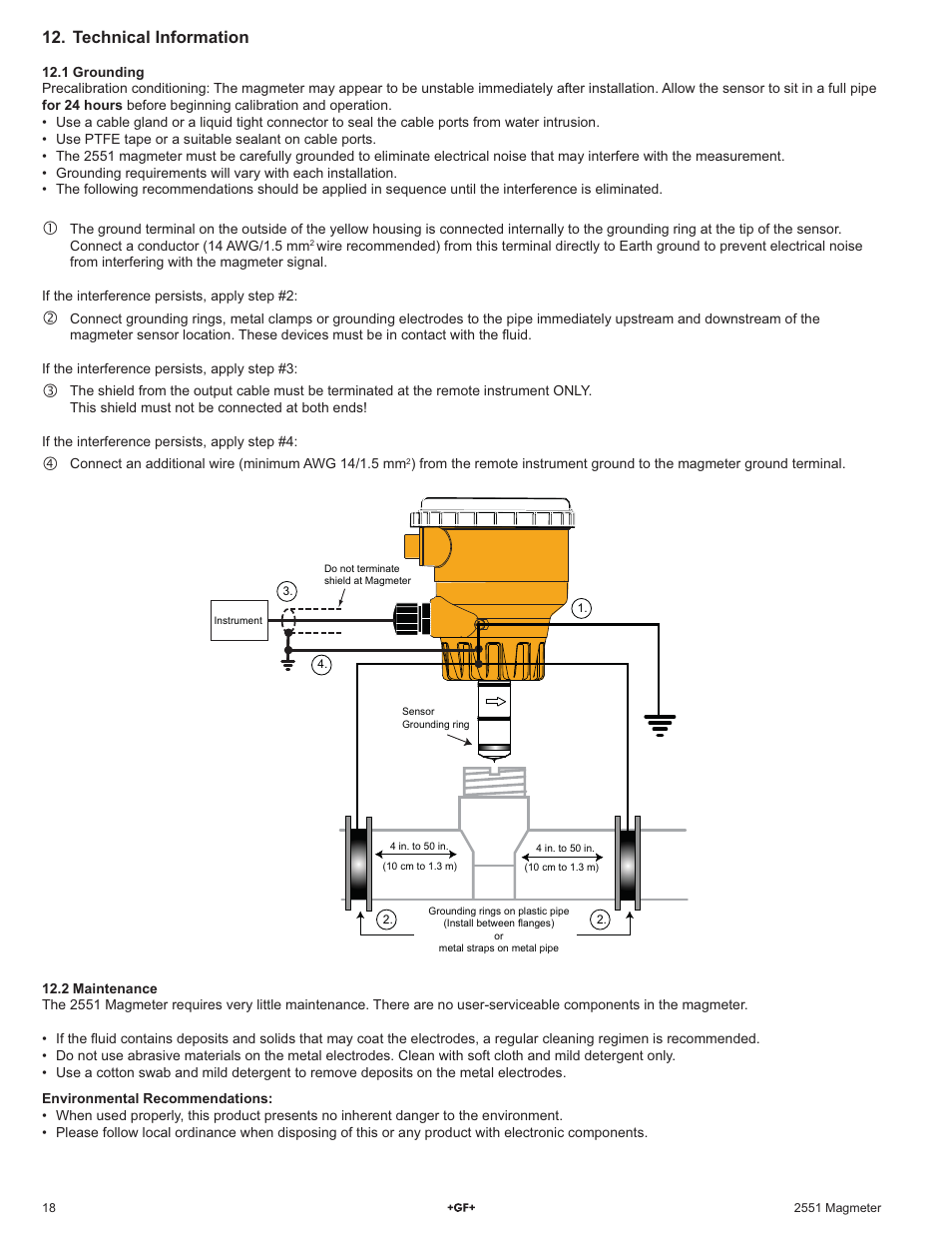 Technical information | GF Signet 2551 Magmeter Flow Sensor - Display User Manual | Page 18 / 20