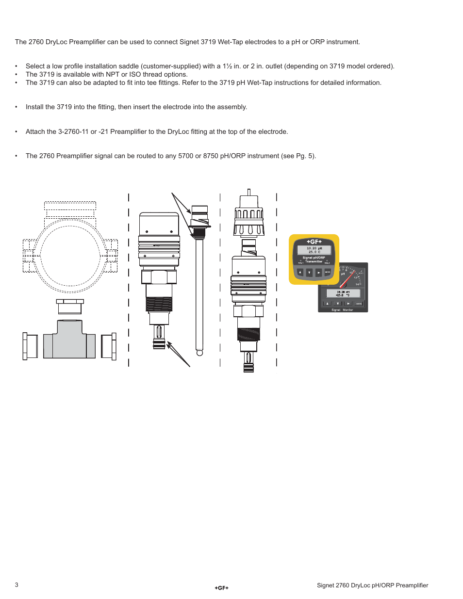 Wet-tap assembly and installation | GF Signet 2760 DryLoc pH_ORP Preamplifier and Connectors User Manual | Page 3 / 8