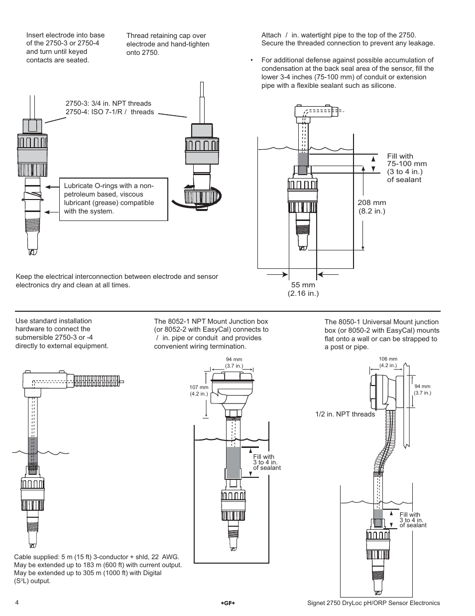 GF Signet 2750 DryLoc pH_ORP Sensor Electronics User Manual | Page 4 / 8