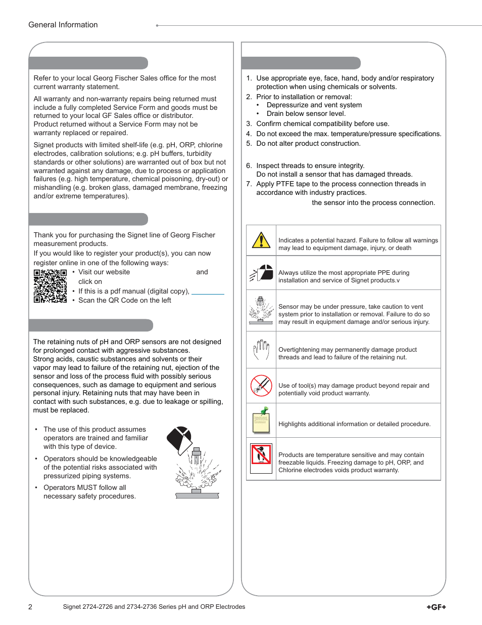 GF Signet 2724-2726 pH_ORP Electrodes User Manual | Page 2 / 8