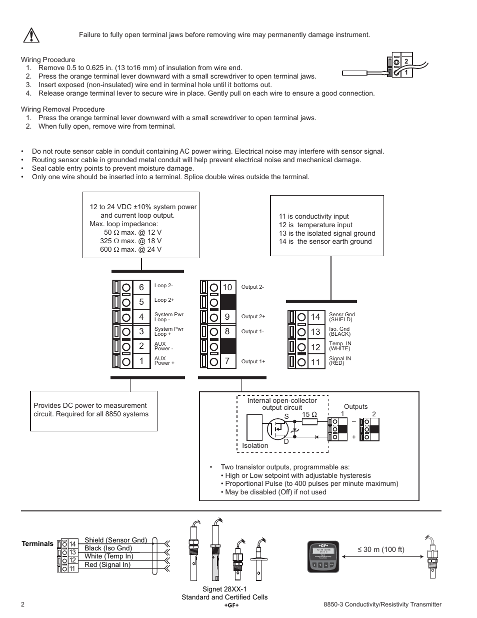 GF Signet 8850 ProcessPro Conductivity-Resistivity Transmitter User Manual | Page 2 / 12