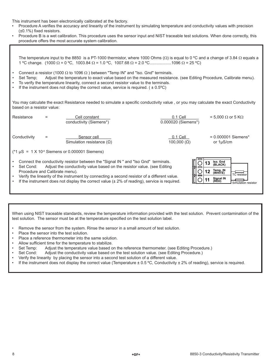 Calibration procedure | GF Signet 8850 ProcessPro Conductivity-Resistivity Transmitter User Manual | Page 8 / 12