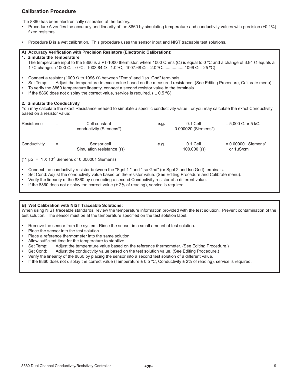 GF Signet 8860 Dual Channel Conductivity-Resistivity Controller User Manual | Page 9 / 12
