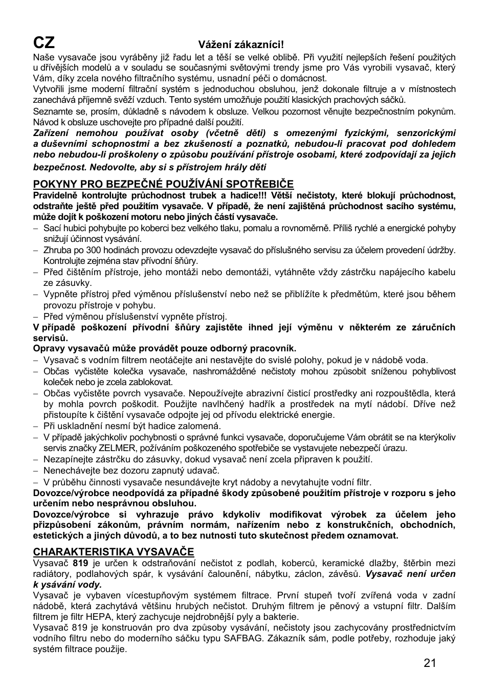 ZELMER 819 User Manual | Page 21 / 84