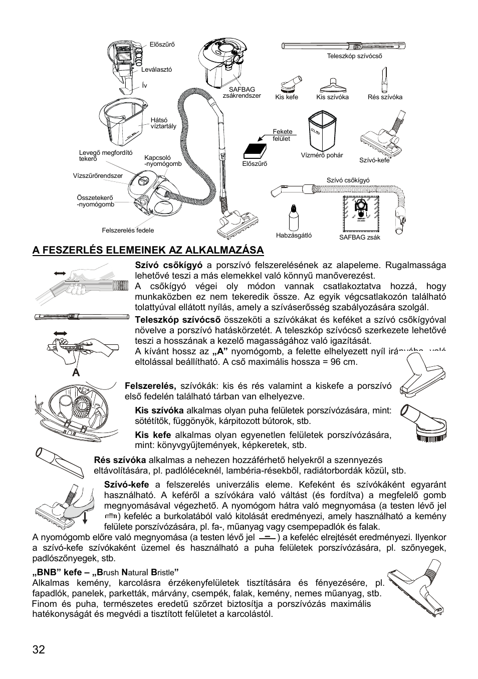 A feszerlés elemeinek az alkalmazása | ZELMER 819 User Manual | Page 32 / 84