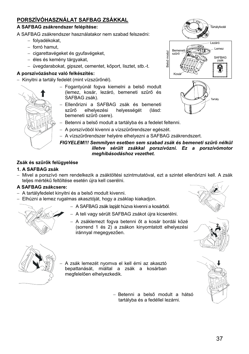 Porszívóhasználat safbag zsákkal | ZELMER 819 User Manual | Page 37 / 84