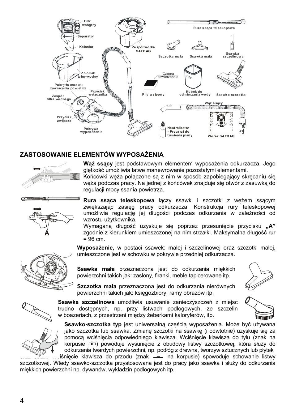 Zastosowanie elementów wyposażenia | ZELMER 819 User Manual | Page 4 / 84