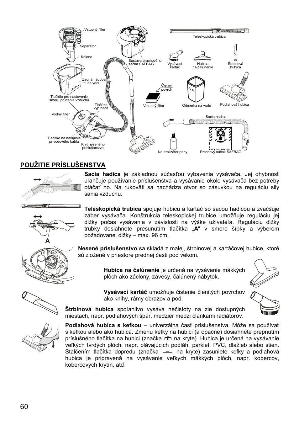 Použitie príslušenstva | ZELMER 819 User Manual | Page 60 / 84