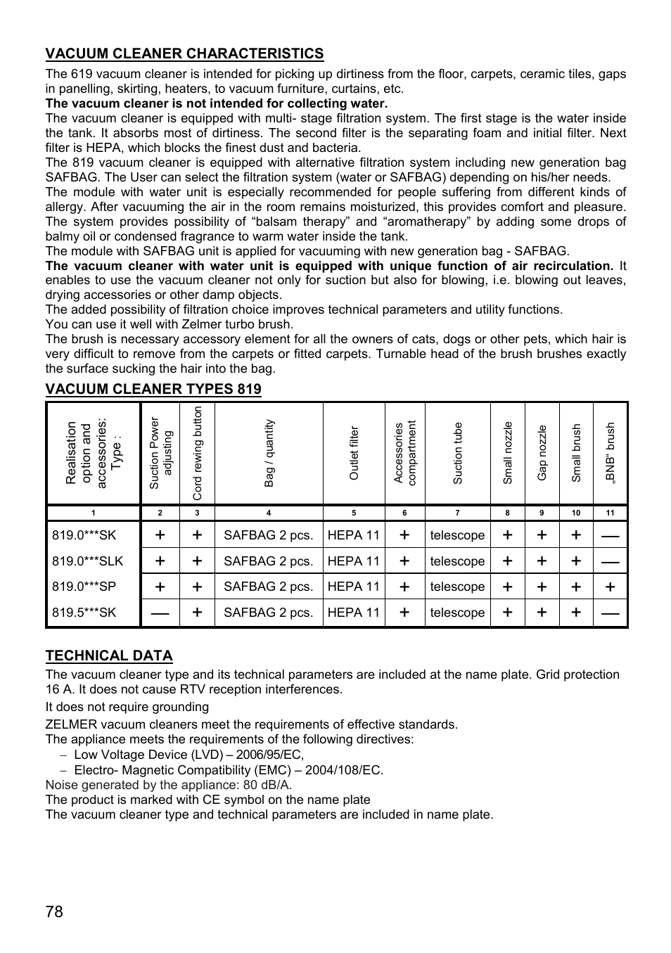 ZELMER 819 User Manual | Page 78 / 84