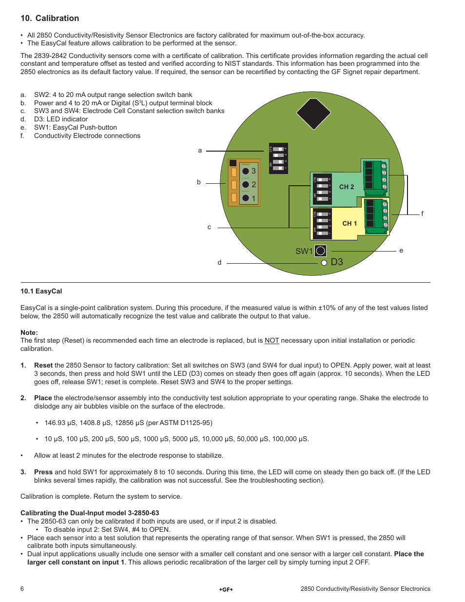 Calibration | GF Signet 2850 Conductivity-Resistivity Sensor Electronics and Integral System User Manual | Page 6 / 8