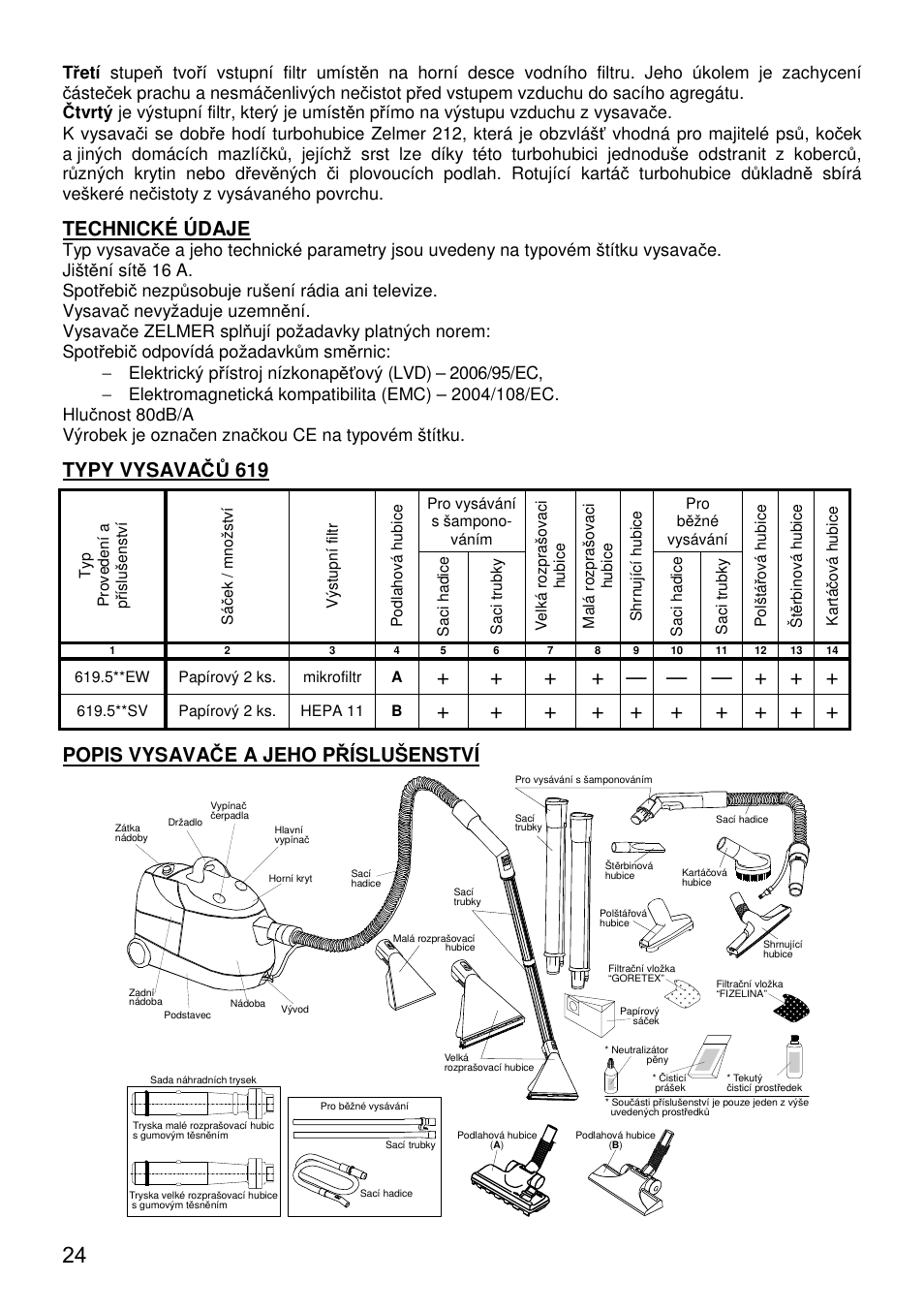 Technické údaje | ZELMER 619 User Manual | Page 24 / 92